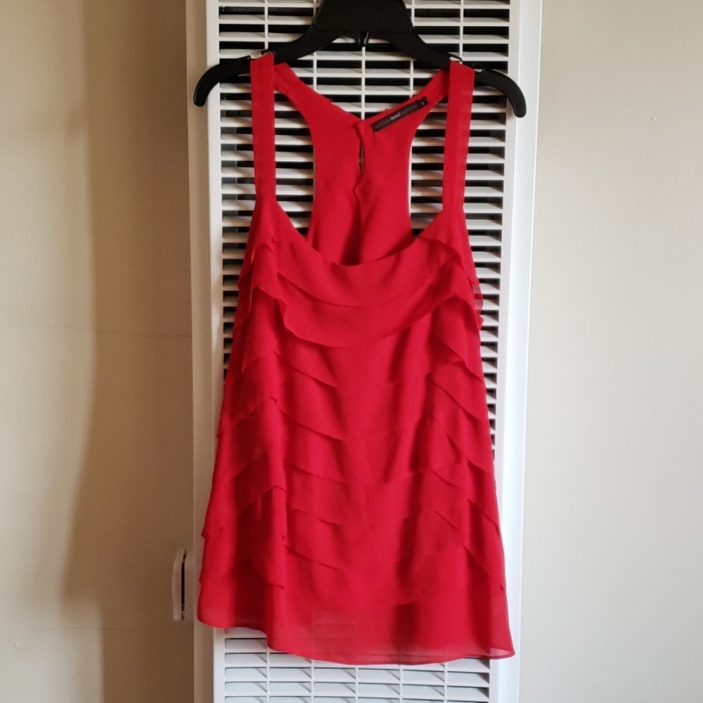 NWOT Red Frill Chiffon Tank